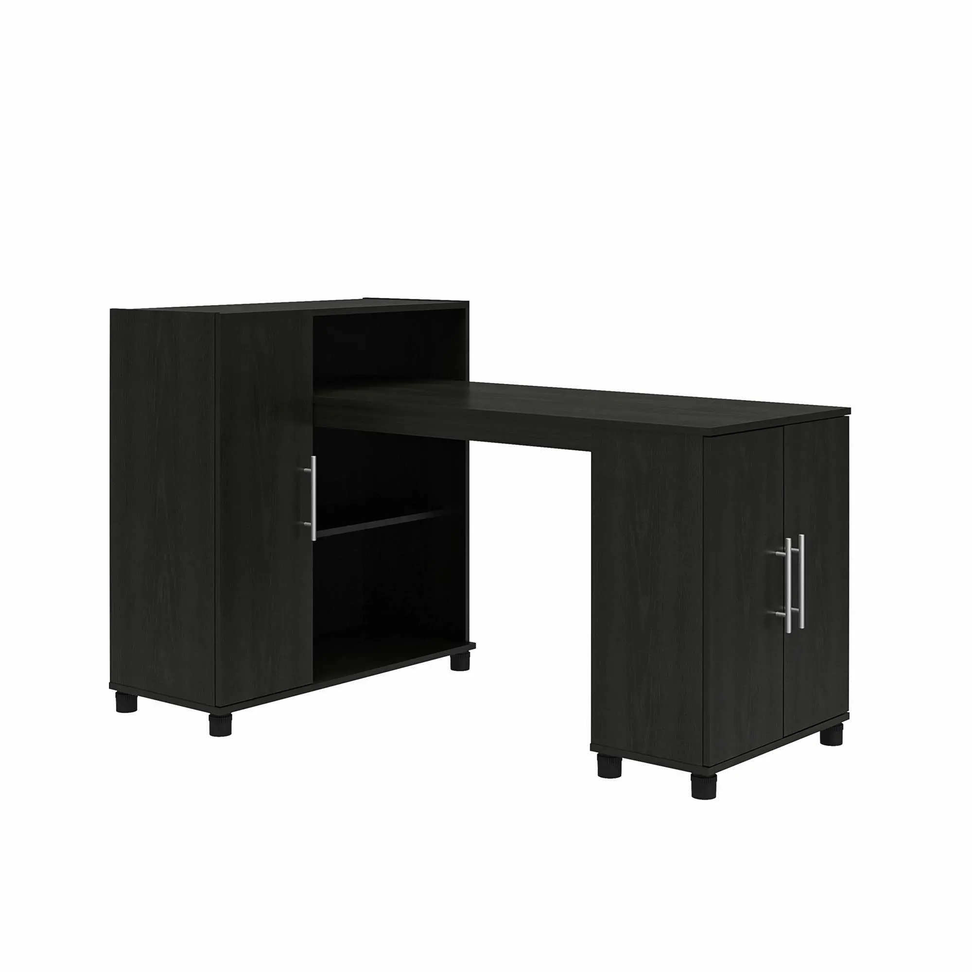 Camberly Black Oak Craft Desk with Storage Cabinet