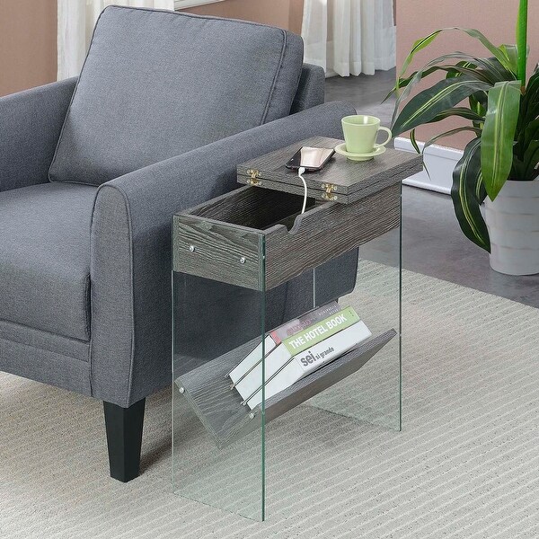 Porch and Den Urqhuart Flip Top End Table with Charging Station