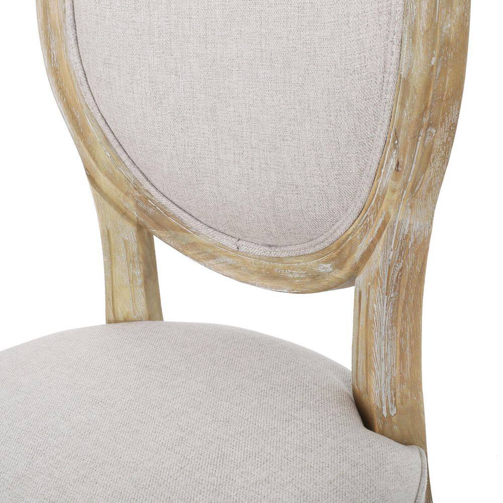 Noble House Phinnaeus Beige Fabric Upholstered Dining Chair (Set of 4) 82919