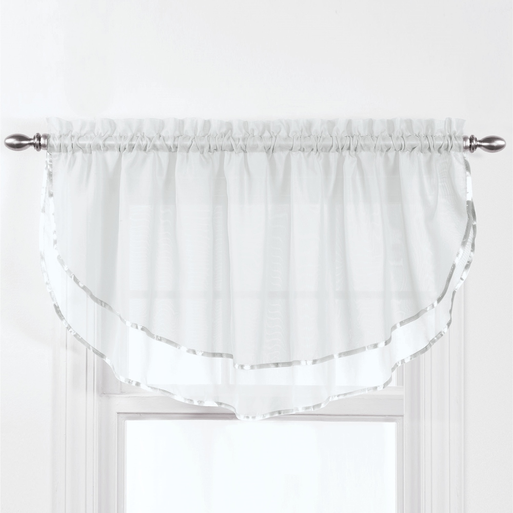 Elegance Sheer Fabric Rod Pocket Top Ascot Window Valance   7.000 x 5.750 x 1.250