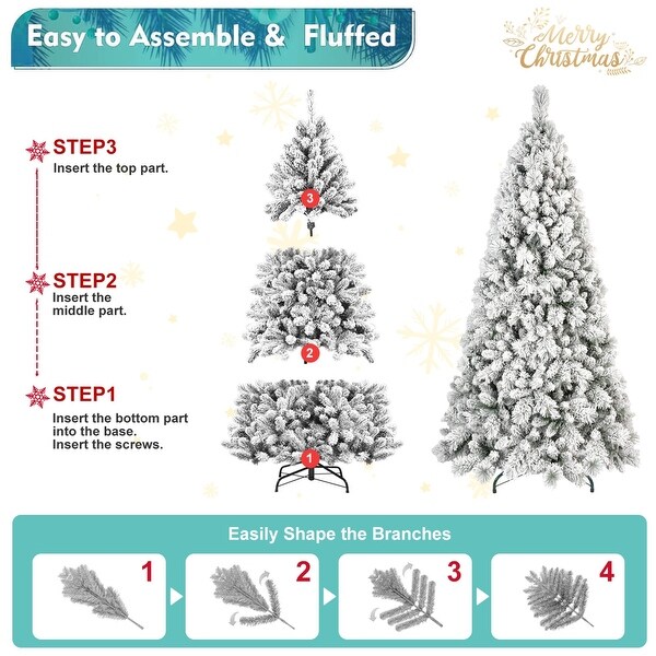 4ft9ft PVC/PE Mixed Flocked Christmas Tree – Natural Look and Easy Setup