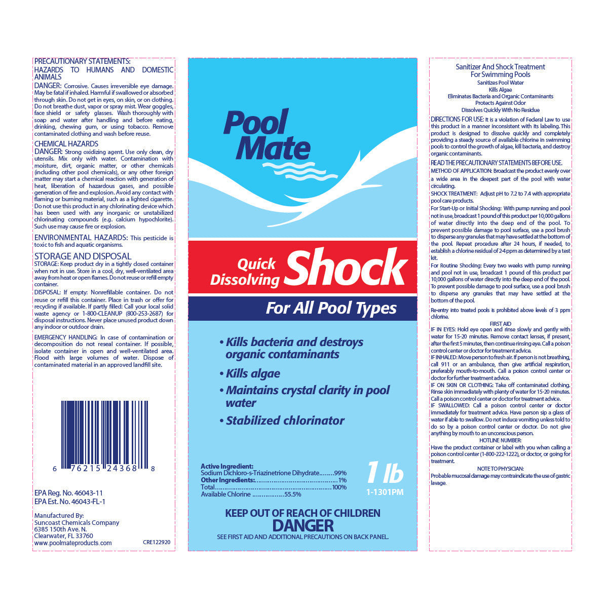 Pool Mate Quick Dissolving Swimming Pool Shock Treatment