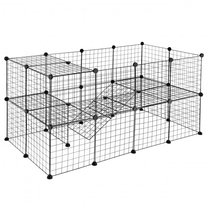 ZENY Two Tiers Dog Pet Playpen Small Animals Exercise Crate Metal Wire Fence