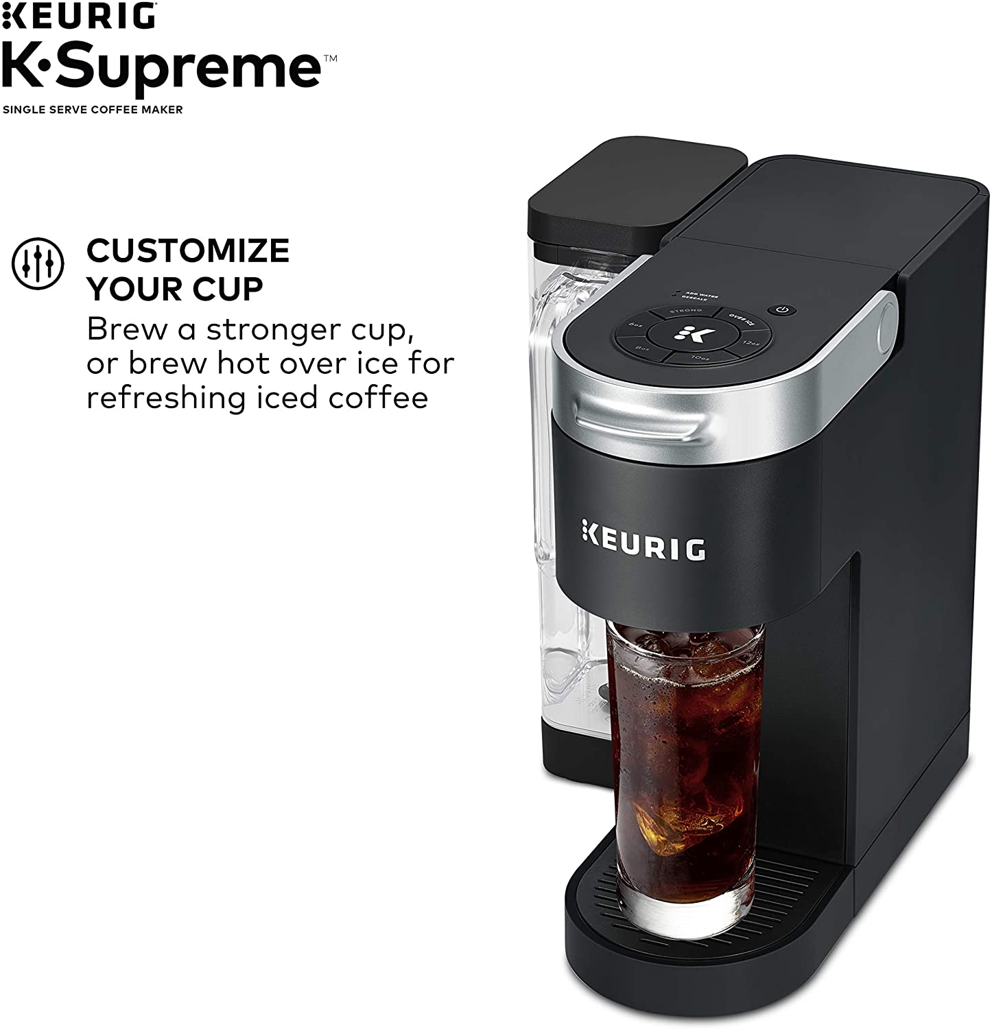 Keurig K-Supreme Coffee Maker， Single Serve K-Cup Pod Coffee Brewer， With MultiStream Technology， 66 Oz Dual-Position Reservoir， and Customizable Settings， Black