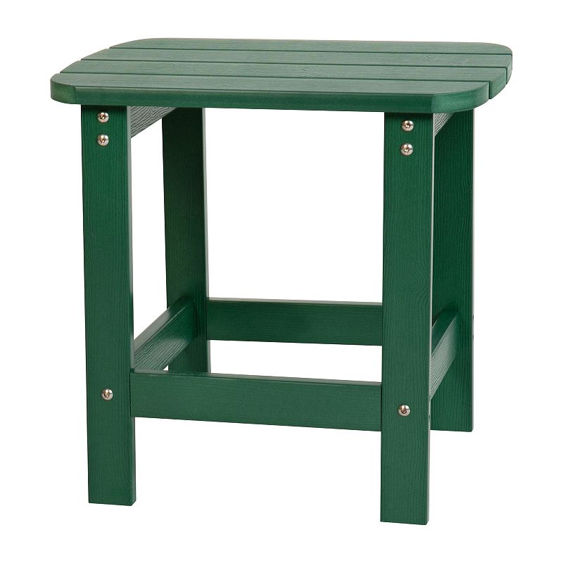 Emma and Oliver Hammond Indoor/Outdoor Polyresin Adirondack Side Table for Porch， Patio， or Sunroom