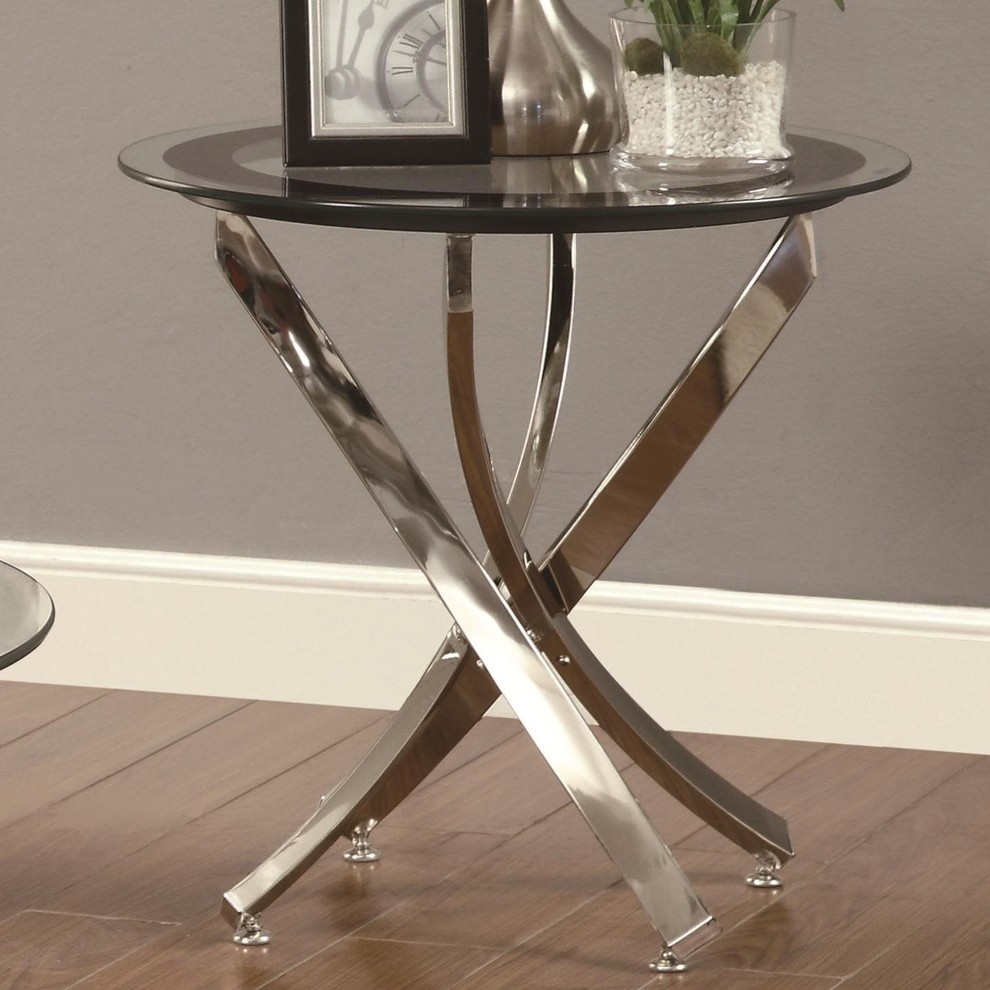 Coaster Modern Glass Top End Table with Curved Base in Chrome   Contemporary   Side Tables And End Tables   by Simple Relax  Houzz