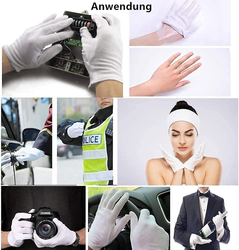 10 Pairs White Cotton Gloves， Size Xl， White， Cotton Gloves， Comfortable And Breathable