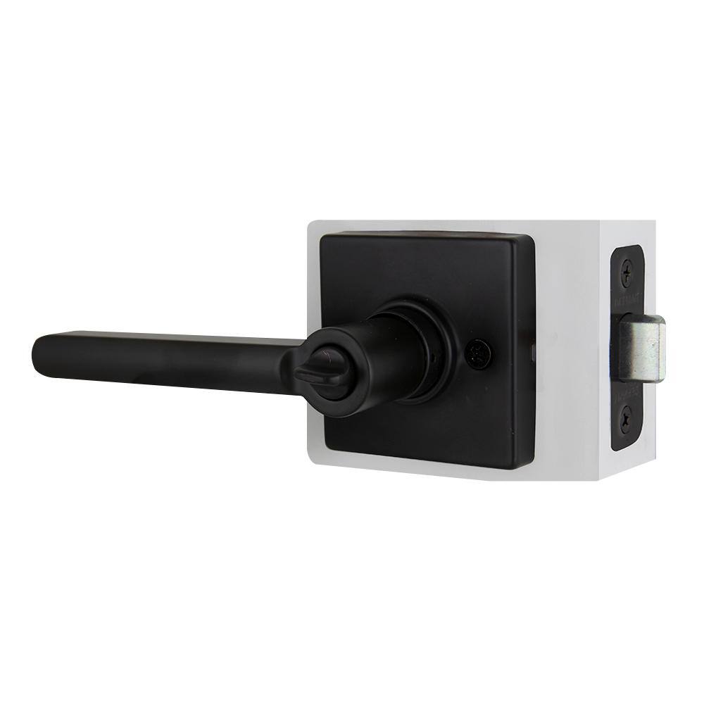 Defiant Tonebridge Matte Black BedBath Door Lever with Square Rose 32LS3X901A