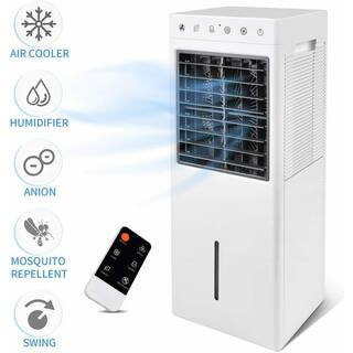 Tileon 30-inch Evaporative Air Cooler Fan with Humidification Repellent and Anion Function 3 Speeds Remote Control White AYBSZHD1975