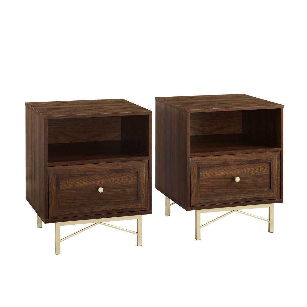 Middlebrook 1 Drawer Gold Base Nightstands  Set of 2