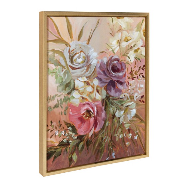 X 24 quot Sylvie Rose Bouquet Framed Canvas By Annie Quigley Gold Kate amp Laurel All Things Decor