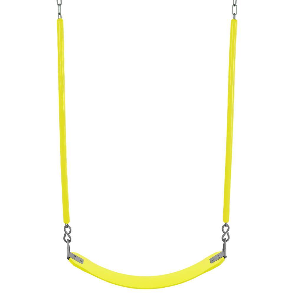 SWINGAN Machrus Swingan Belt Swing For All Ages with Soft Grip Chain Fully Assembled Yellow SW27CS-YL