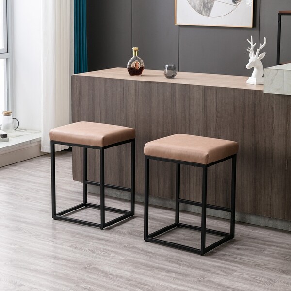 Backless Modern Barstools with Faux Leather