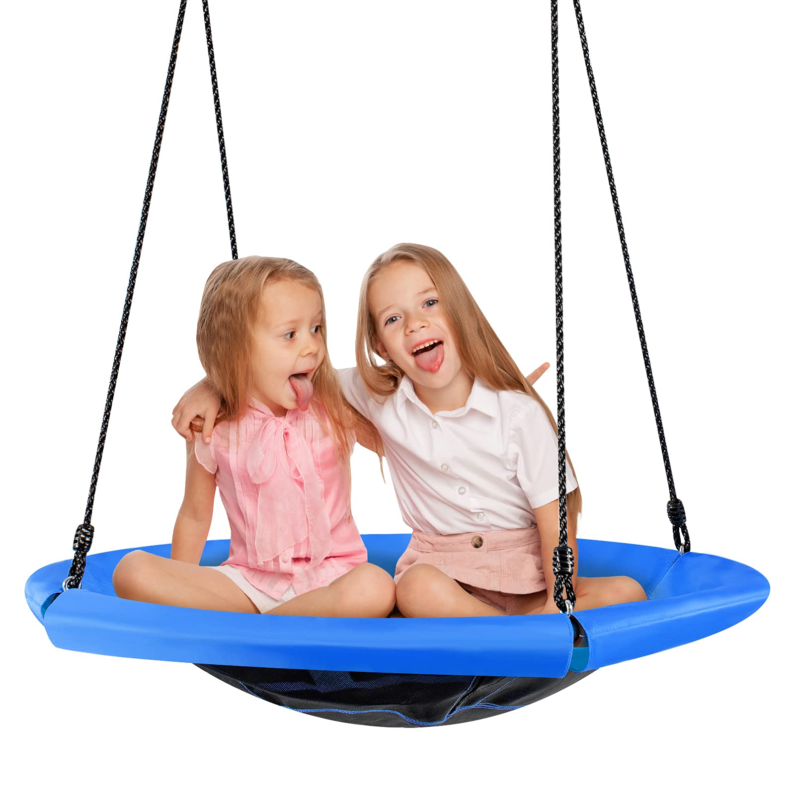 Costzon 40'' Saucer Tree Swing, Round Flying Nest Tree Swing with Oxford Cloth Platform