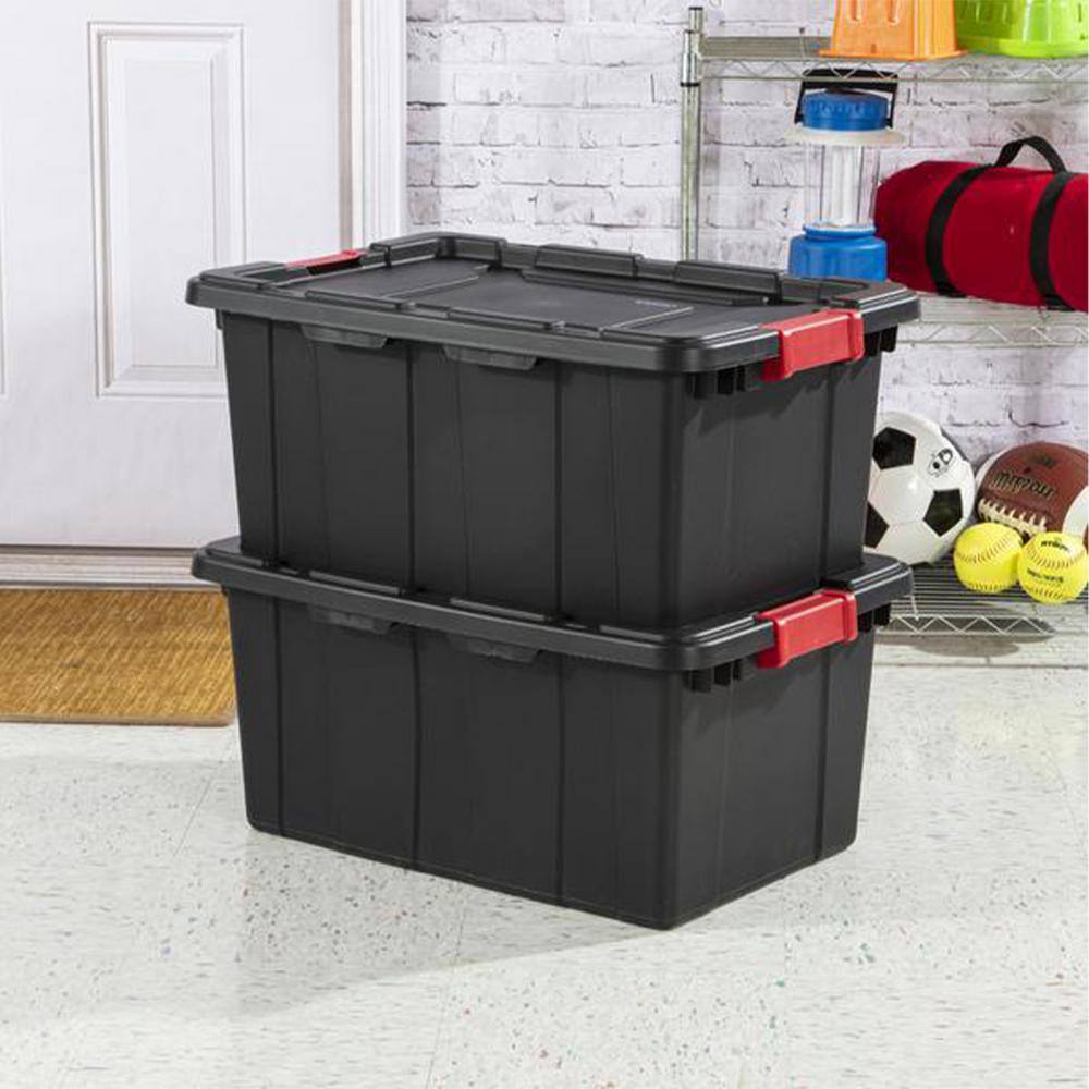 Sterilite Durable Rugged Industrial 15 Gal. Storage Bin in Black (6-Pack) 6 x 14649006