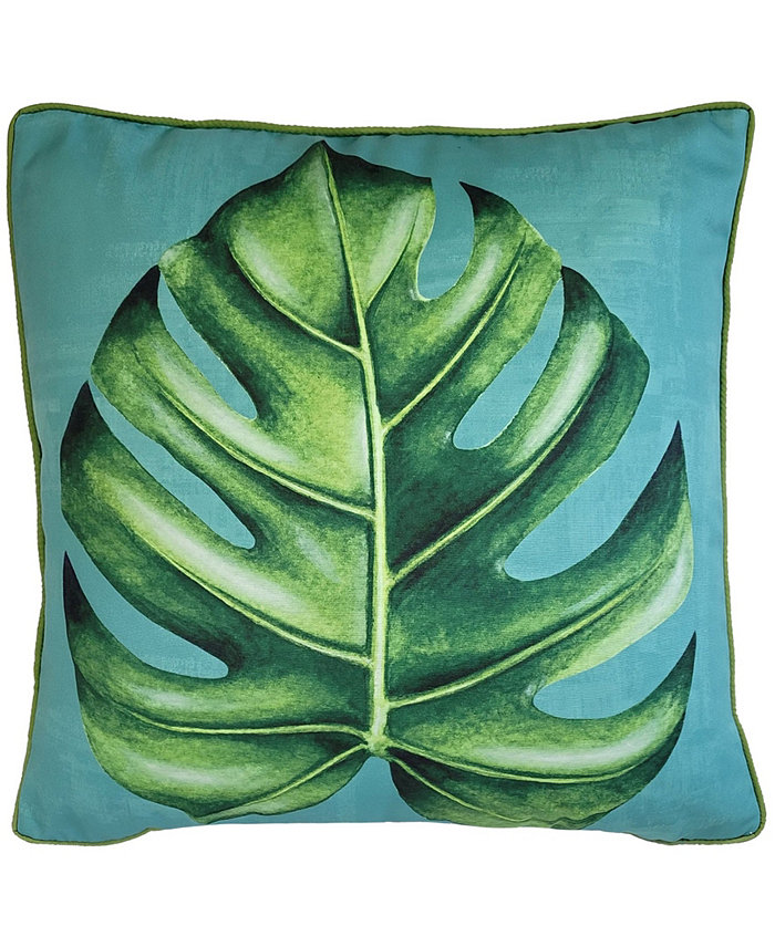 Edie@Home NYBG Indoor， Outdoor Monstera Leaf Print Decorative Pillow， 20 x 20