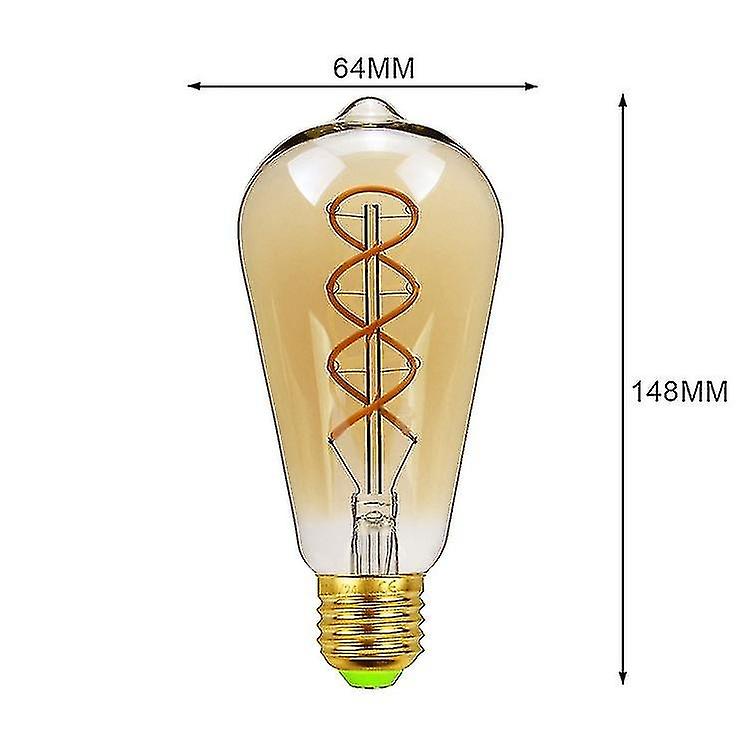 3pcs Dimmable Vintage Led E27 Edison Bulbs， 4w， Gold 2300k， Antique Flexible Spiral Led ment Lig