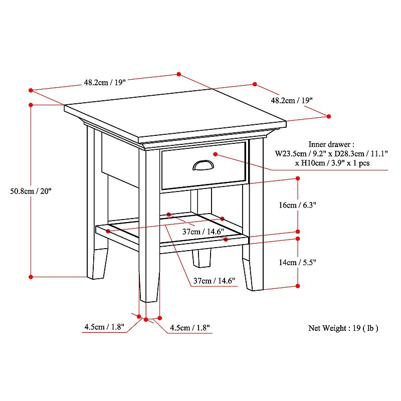 Simpli Home Redmond 1-Drawer End Table