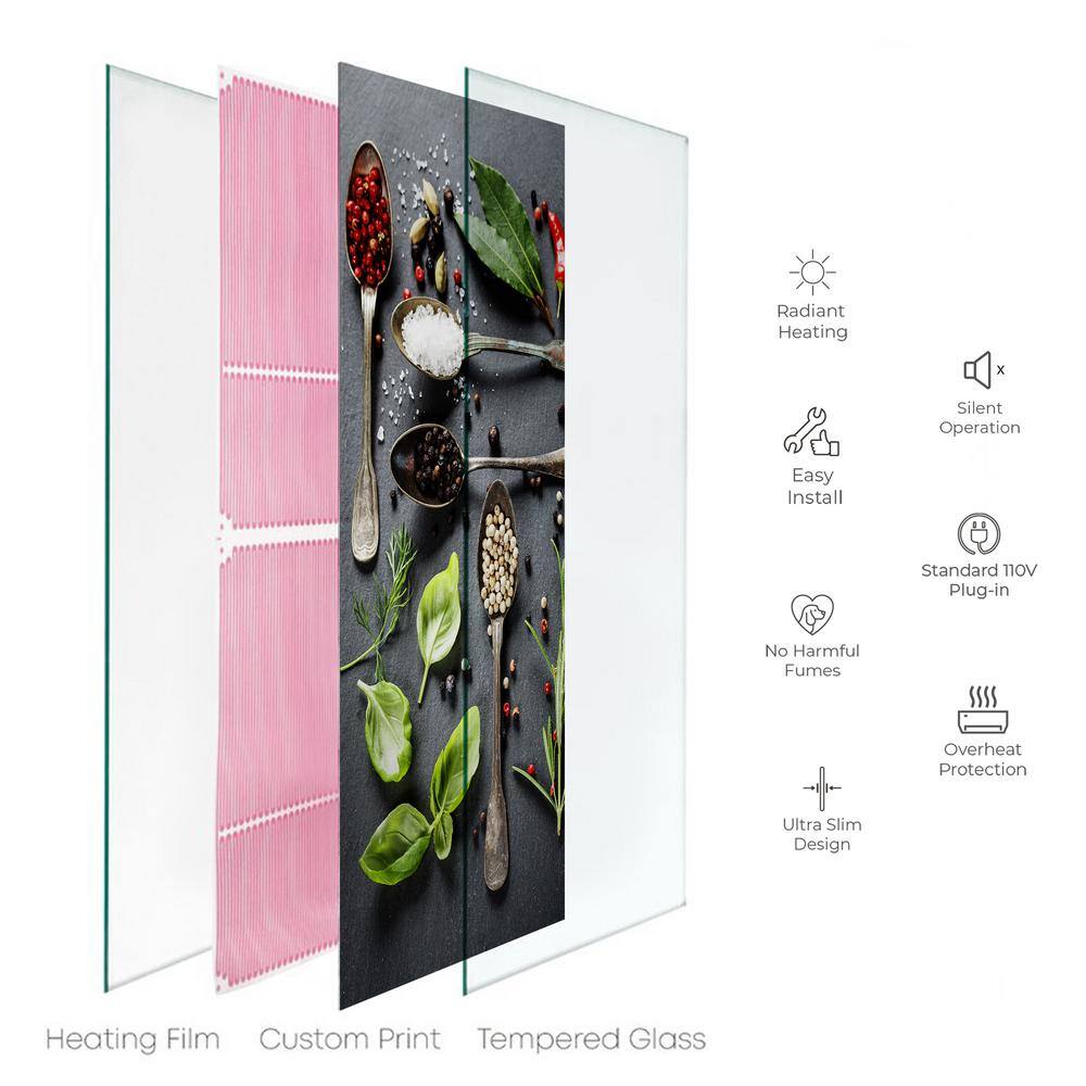 Heat Storm Glass Heater 750-Watt Radiant Wall Hanging Decorative Glass Heat Panel - Condiments HS-2448-V59