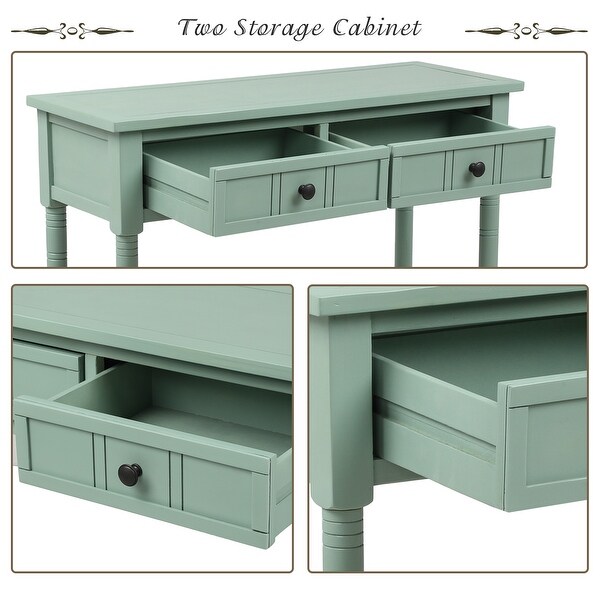 Daisy Series Console Table Traditional Design with Two Drawers and Bottom Shelf Acacia Mangium