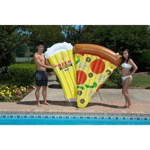 Poolmaster Inflatable Swimming Pool Mattress Floats With Slice O x27 Pizza And Beer Mug Combo