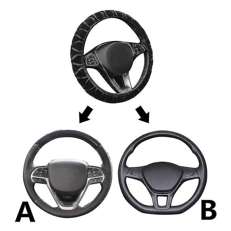 Anti-slip Fluffy Plush Steering Wheel Cover Soft Furry Winter Warm Vehicle Car Steering Wheel Protector Stretch On Universal Fit 37-39cm