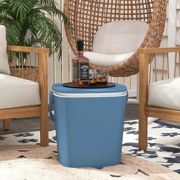 Costway 4 Gallon Portable Cooler Bar Table with Handle Bottle Opener and