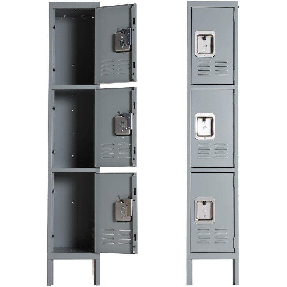 Suncrown 3 Tier Metal Lockers for School Office Gym Metal Storage