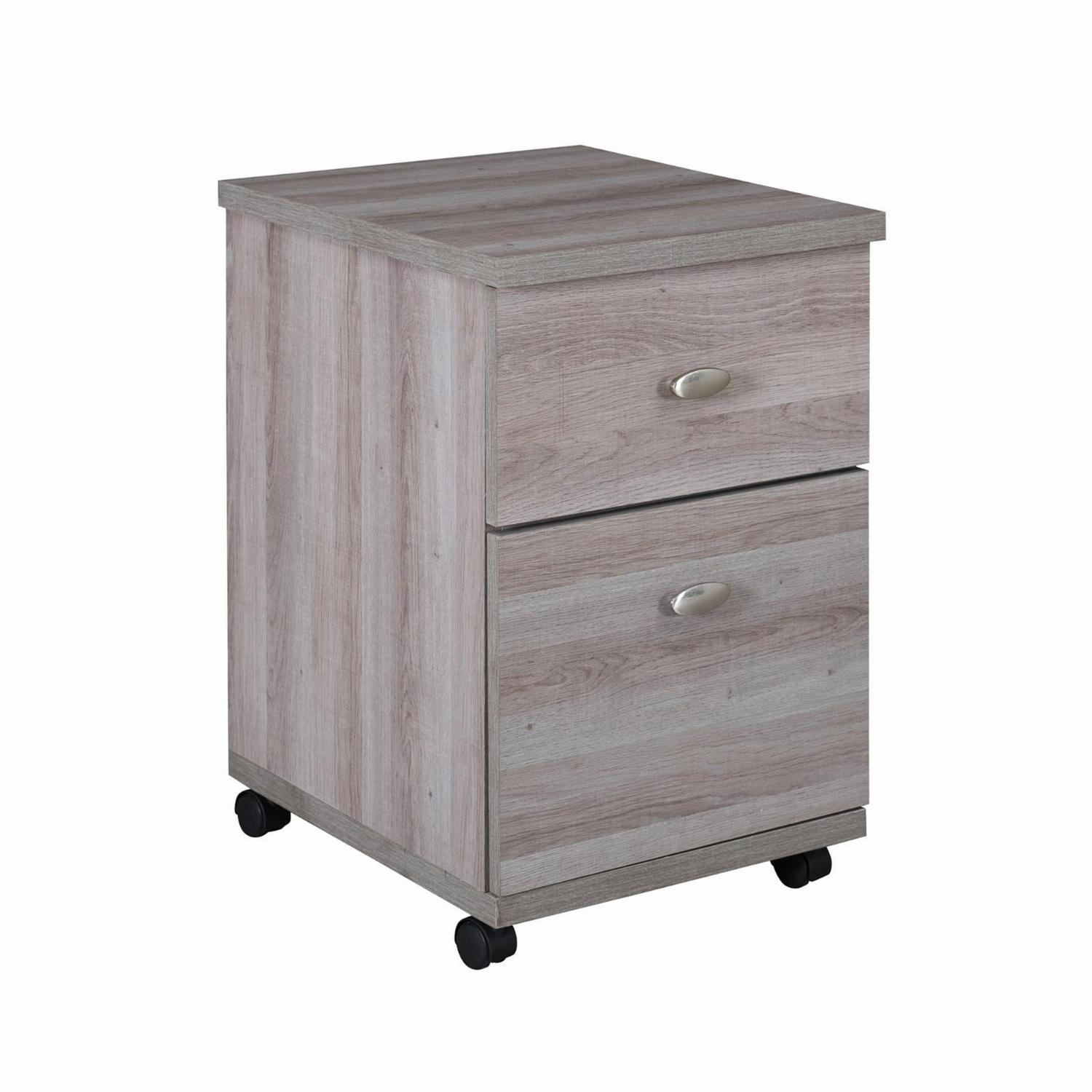 Studio Space Modern Home Office 2-Drawer Portable Mobile Wood Storage File Cabinet， End Table， Nightstand， Bedside with Wheels for Office， Bedroom