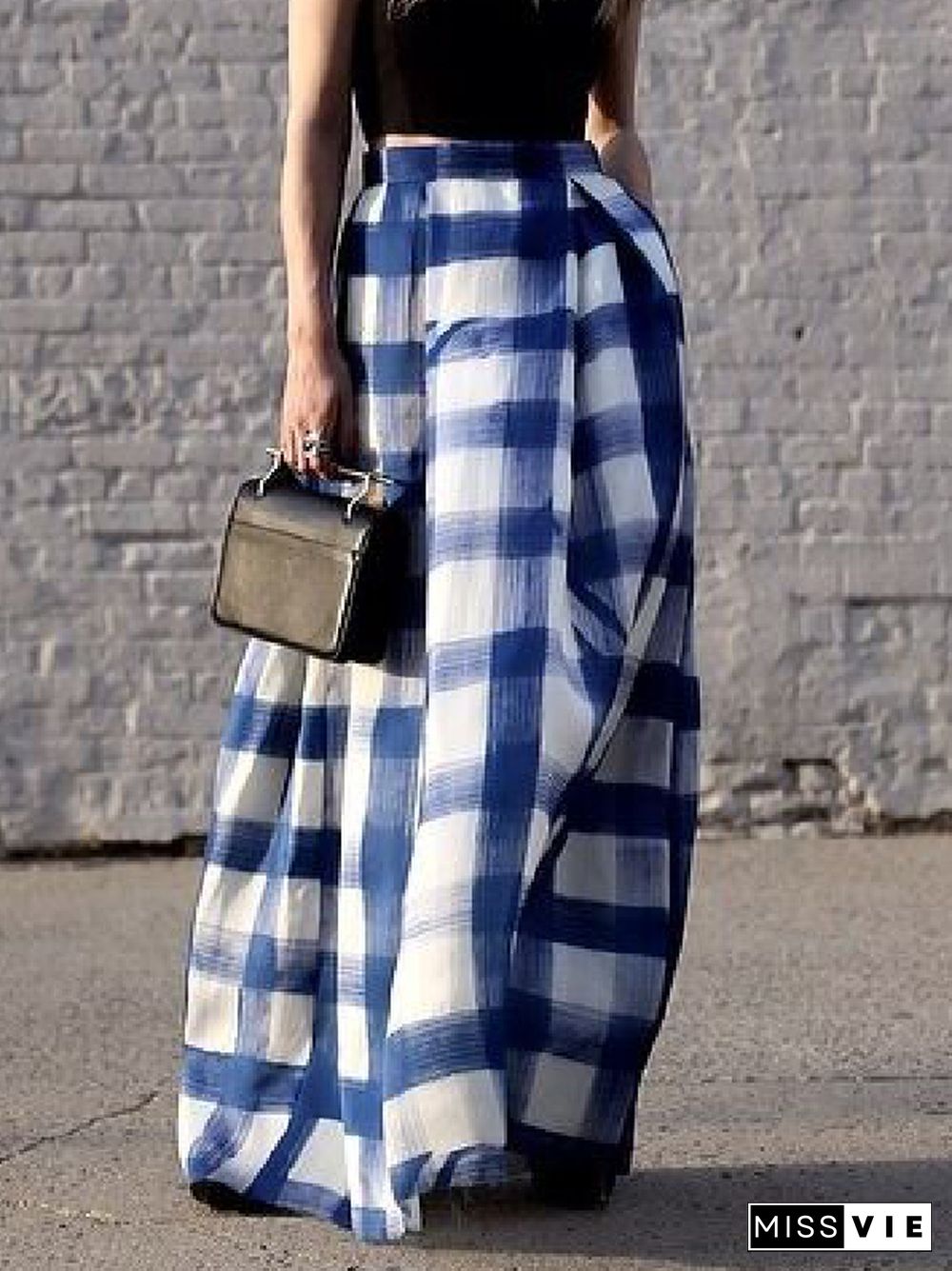 Loose Plaid Printed Skirts Bottoms