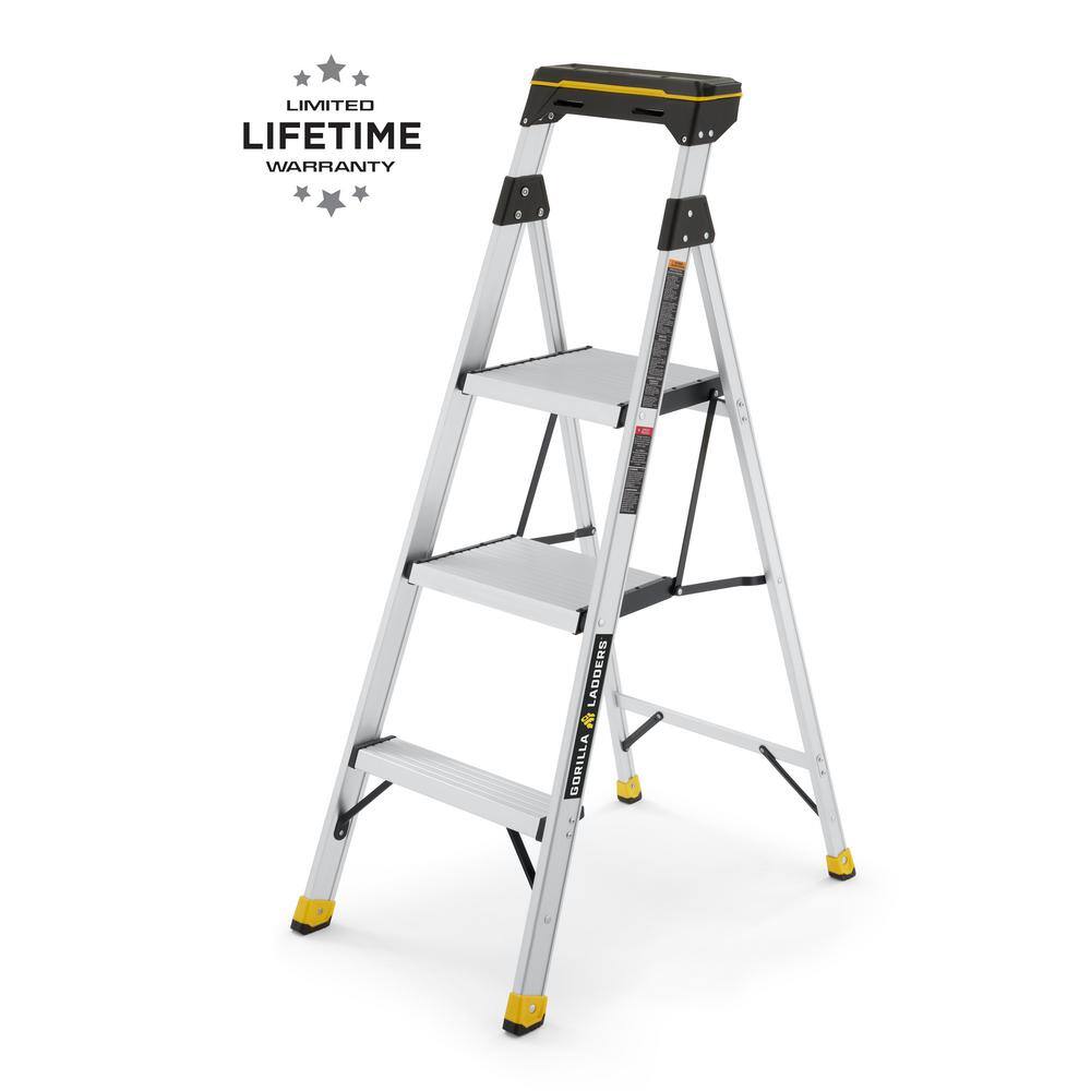 Gorilla Ladders 4.5 ft. Aluminum Dual Platform Ladder with Tray (9 ft. Reach) 250 lb. Load Capacity Type I Duty Rating GLA-4XT-2