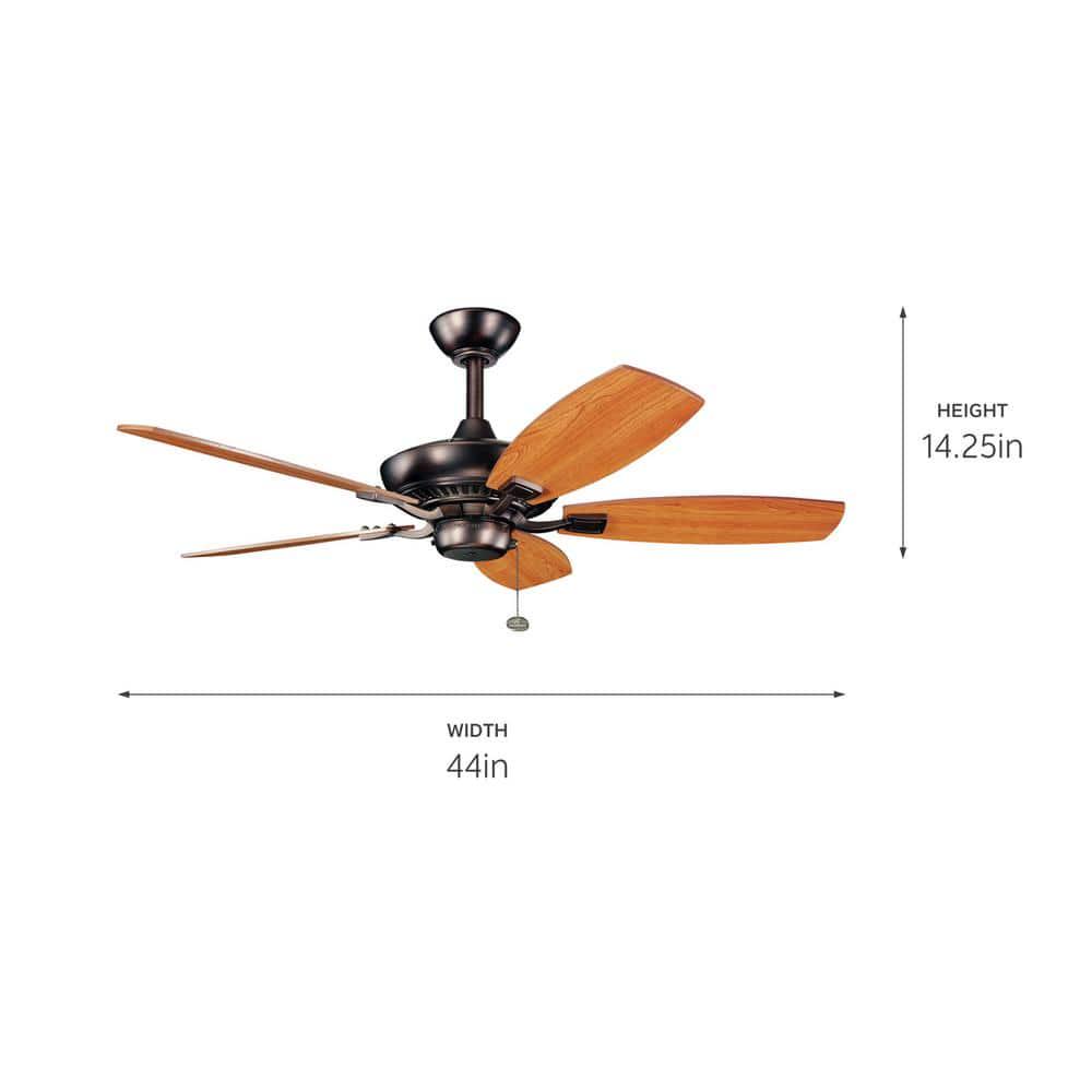 KICHLER Canfield 44 in Indoor Oil Brushed Bronze Downrod Mount Ceiling Fan with Pull Chain