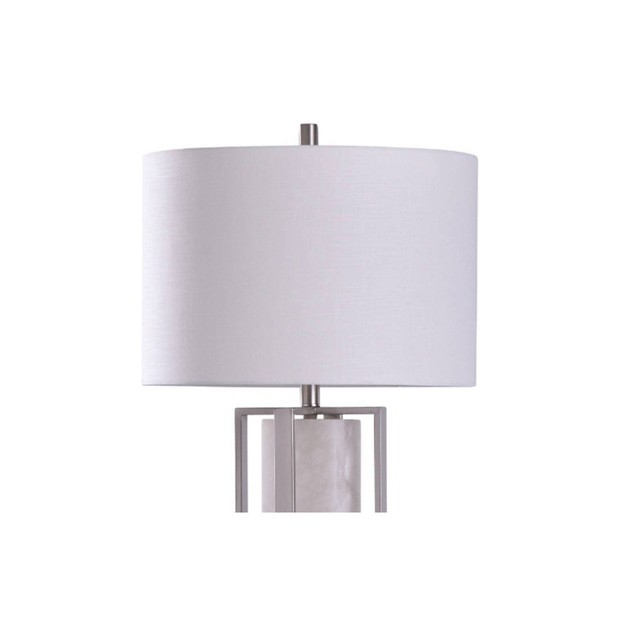 Abyaz Open Square Framed Marble Table Lamp With Drum Shade White Stylecraft