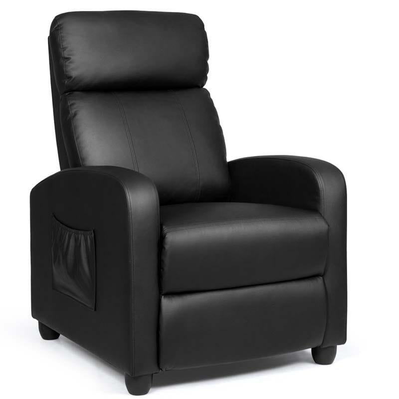 PU Leather Massage Recliner Sofa Modern Recliner Chair Winback Single Sofa with Side Pocket