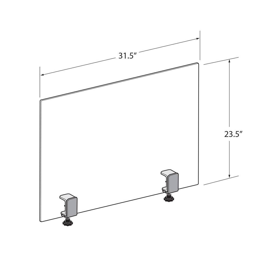 Azar Displays 23.5 in. x 31.5 in. Clear Acrylic Personal Protection Equipment PanelSilver Clamp Pack Of (1-Piece) 179754-187