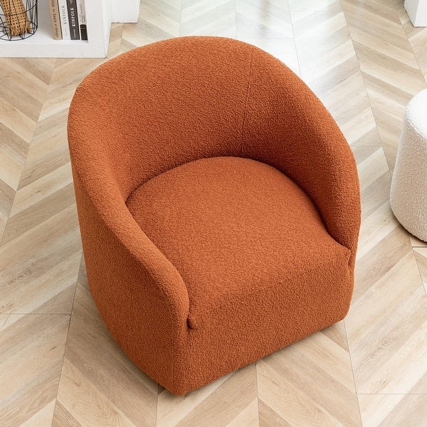 Modern Boucle Upholstered Swivel Barrel Armchair