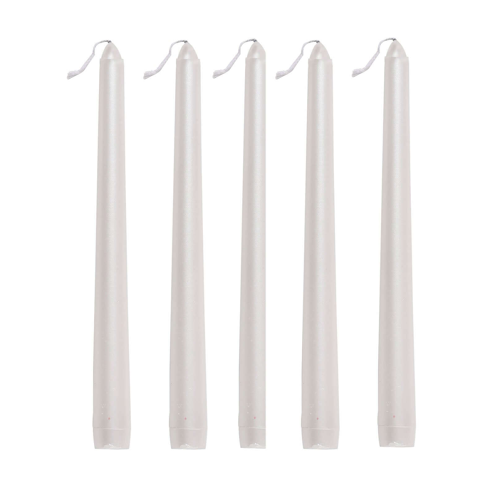 12 Pack Metallic Pearl White Premium Wax Taper Candles, Unscented Candles 10