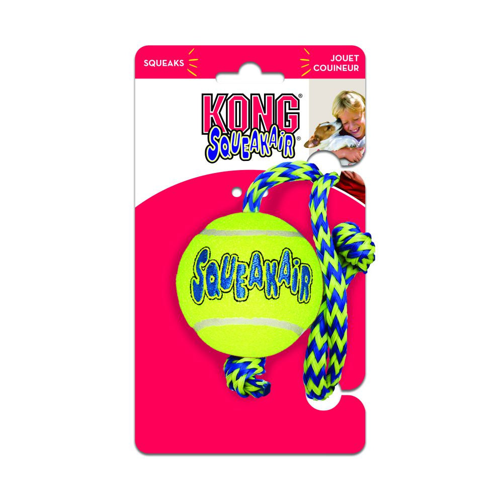 KONG AirDog Squeakair Ball with Rope Dog Toy