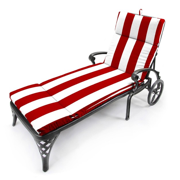 French Edge Outdoor Cushion Cabana Stripe Red Jordan Manufacturing