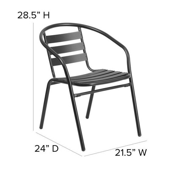 Lila Black Metal Restaurant Stack Chair with Alumi...