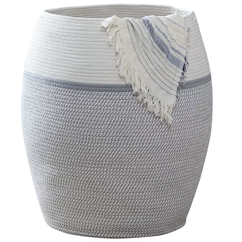 Ornavo Home Extra Large Woven Cotton Rope Tall 25 Height Laundry Hamper Basket with Handles