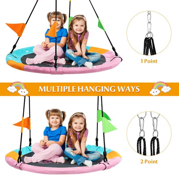 Costway 40 x27 x27 Flying Saucer Tree Swing Indoor Outdoor Swing Play Set W hanging Strap Horse