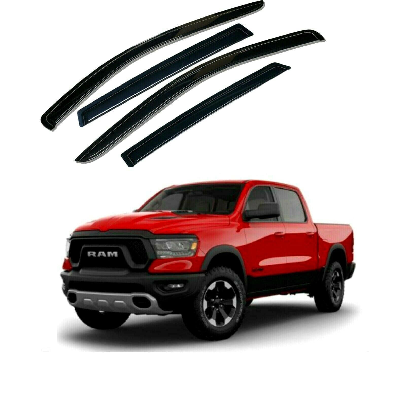 Side Window Door Rain Deflectors Vent Visors Guards for 2009-2018 Dodge Ram Crew Cab