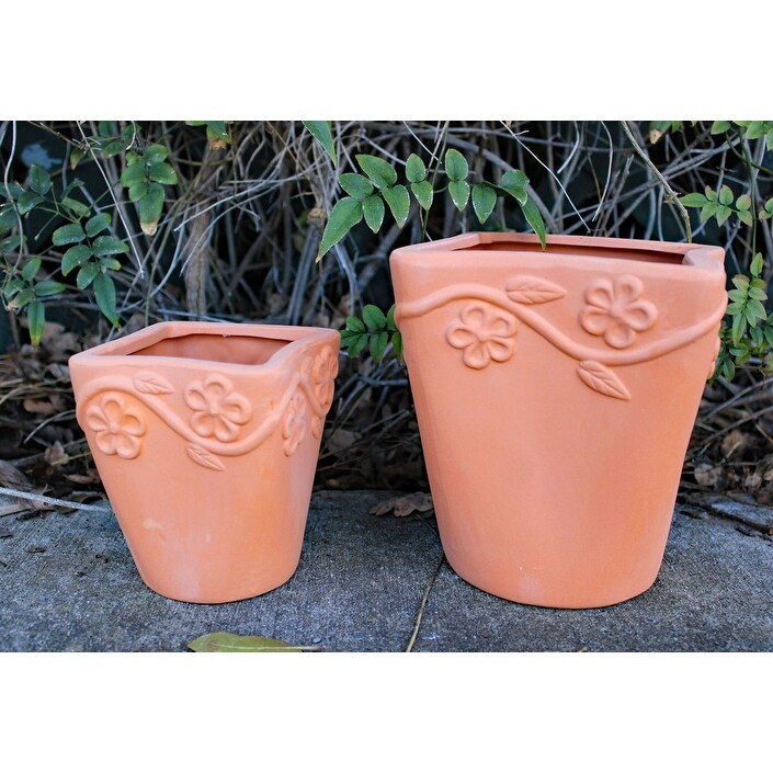 Set of 2 Different Size Terracotta Square Planter   4.25\