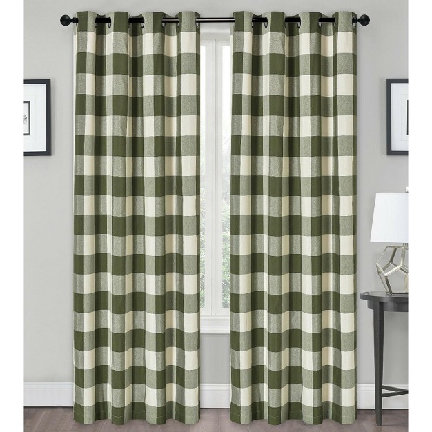 Kate Aurora Country Farmhouse Living Classic Buffalo Plaid Checkered Single Grommet Top Window Curtain Panel