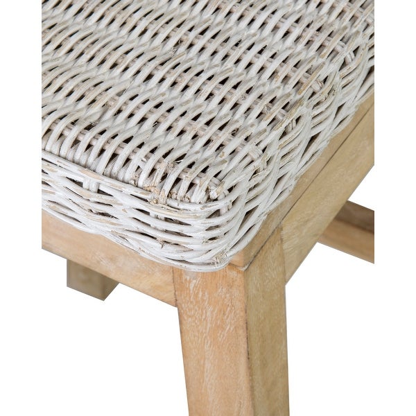 Rattan and Mango Wood Swivel Counter Stool