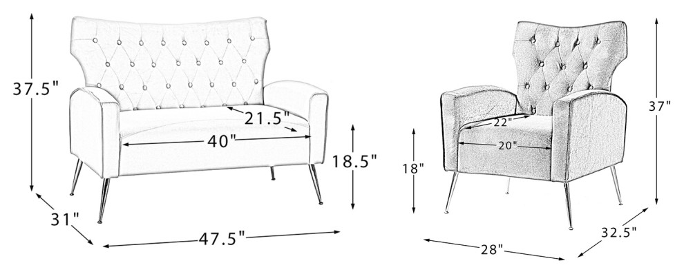 Contemporary 3 Piece Living Room Set With Wingback Design   Midcentury   Living Room Furniture Sets   by Karat Home  Houzz