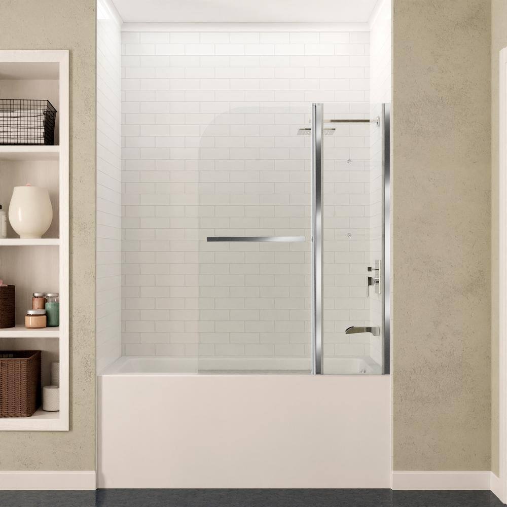 ANZZI 5 ft. Right Drain Tub in White with 48 x 58 in. Frameless Tub Door with Chrome Finish Hardware SD05401CH-3260R