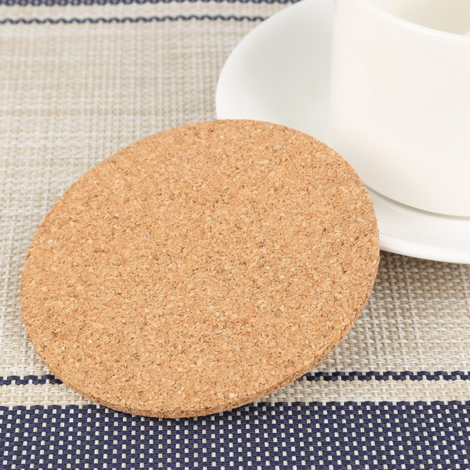 FOCUSNORM 6x Coaster Absorbent Cork Bar Cork Mat Round Plant Coasters Cork Board