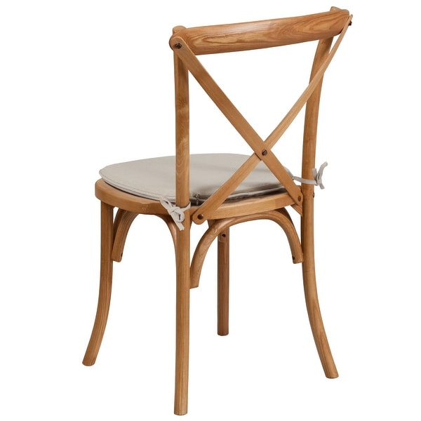 2 Pk. Stackable Wood Cross Back Chair with Cushion